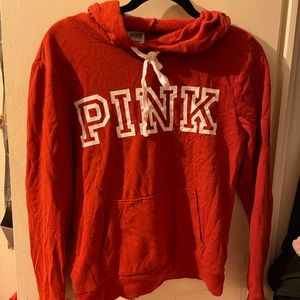 red victoria secret pink light hoodie